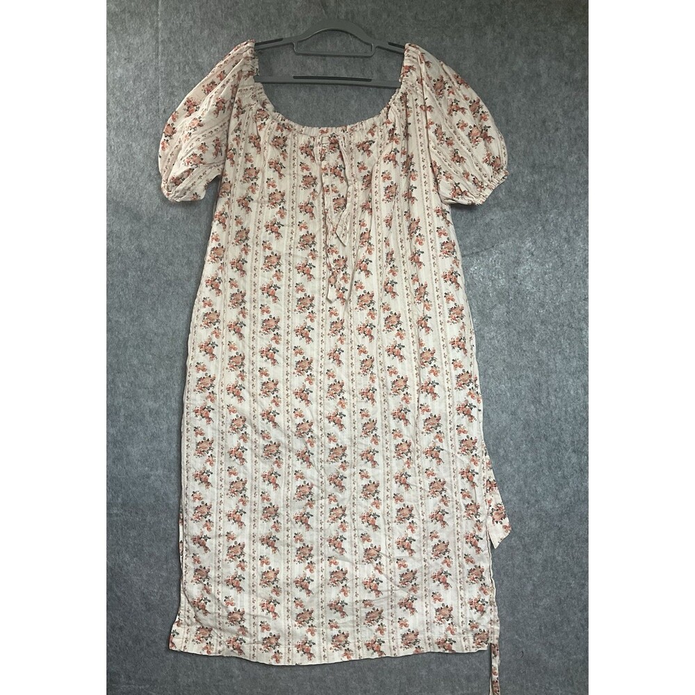 A Loves A Dress Women XS Cream Floral Pockets Midi Sundress Boho Cottage Prairie